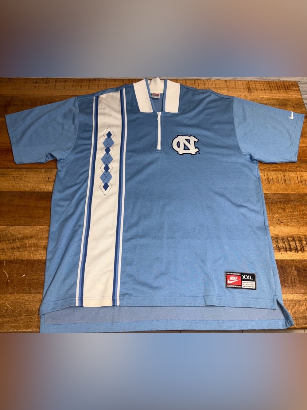 VTG NIKE NORTH CAROLINA TAR HEELS BASKETBALL SHOOTING SHIRT WARM UP XXL BLU (16)